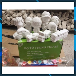 Bộ tô tượng cho bé kèm bút,màu tô,bộ tượng đát 10 chi tiết