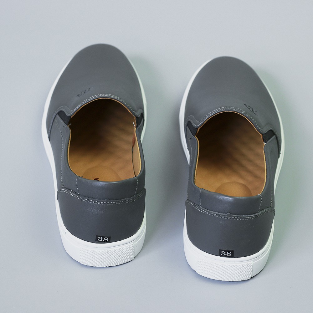 Giày lười slip on ZL08 Ghi Xám cực đẹp - Giày lười nam da bò giá rẻ BH 12 tháng | BigBuy360 - bigbuy360.vn