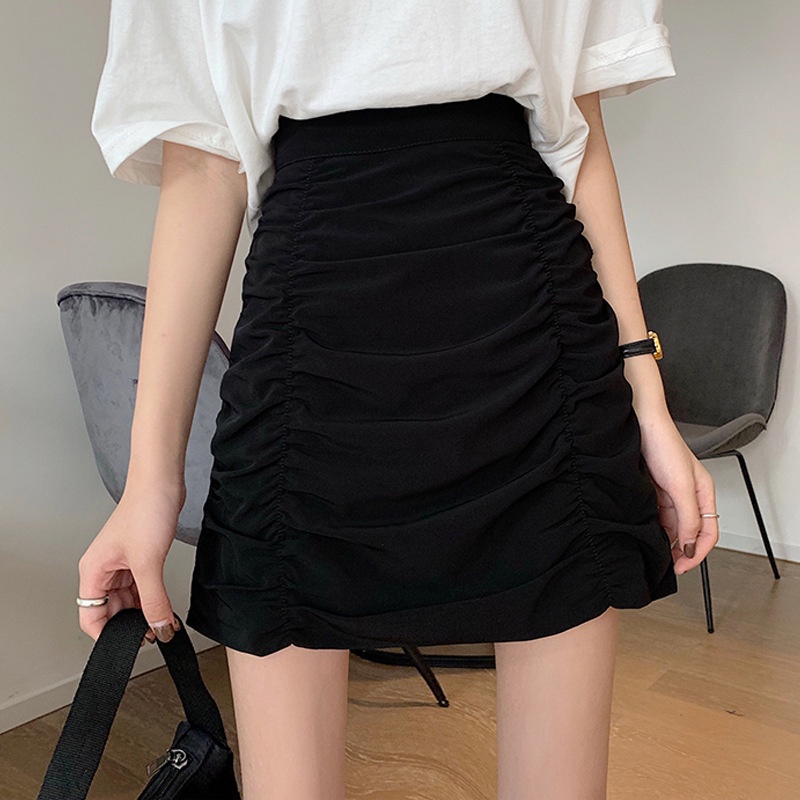 Chân váy nhún kiểu dáng chữ a phong cách hàn quốc 2 màu trắng đen