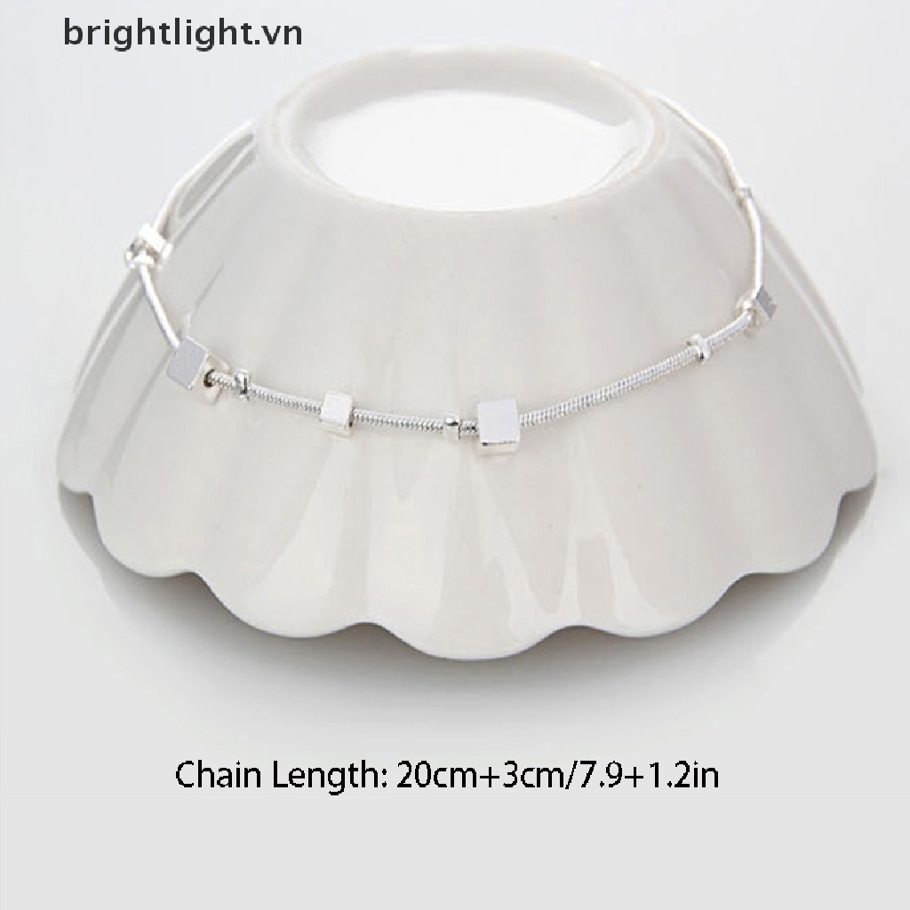 Lắc Chân Mạ Bạc 925 Hình Khối Lập Phương Xinh Xắn