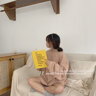 Áo pull kẻ oversize
