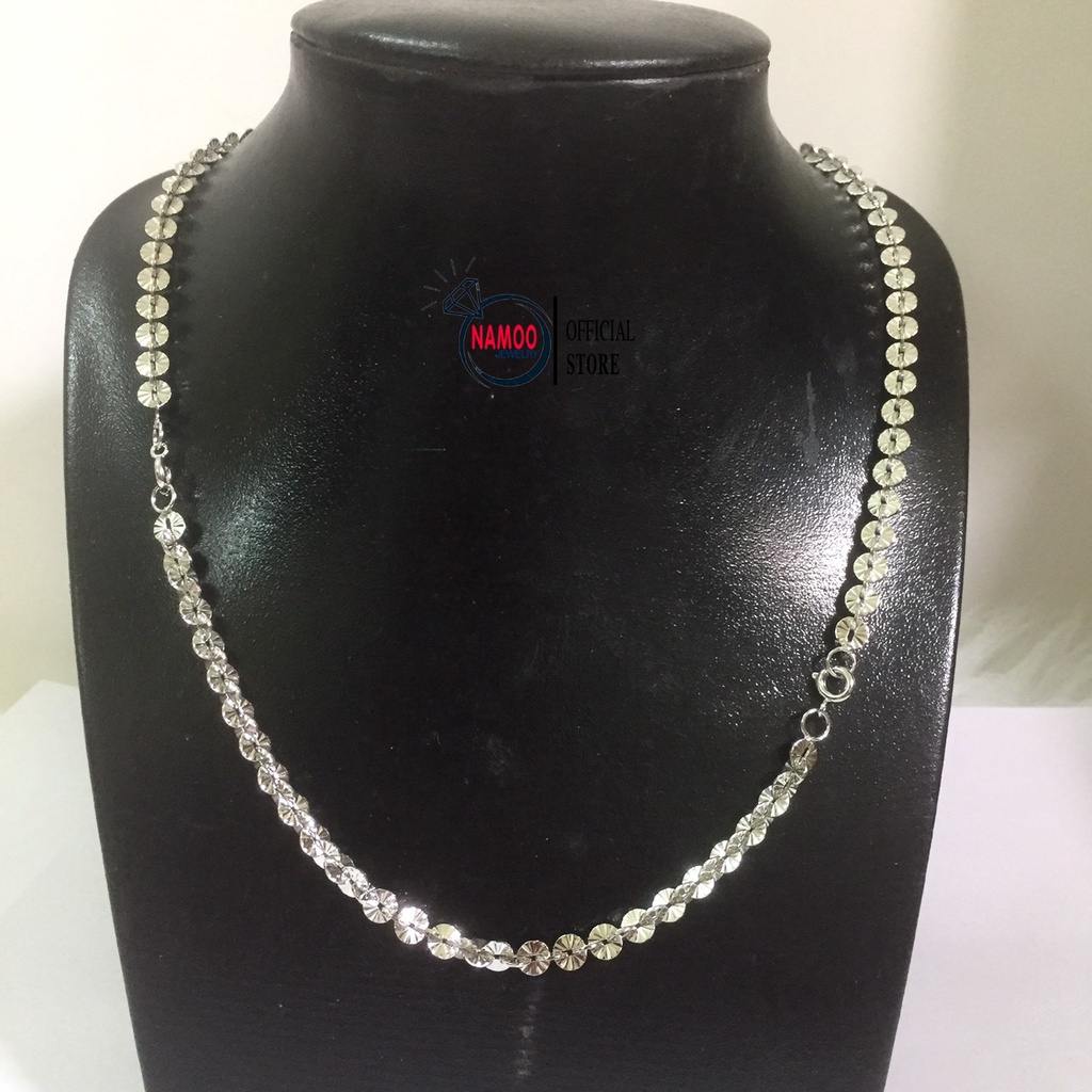 Dây Chuyền Mạ Bạc V013, Vòng Cổ Trơn Bạc Nữ Dài 50Cm Namoo Jewelry
