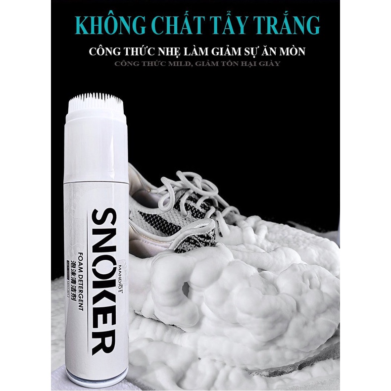 Bình Xịt Bọt Vệ Sinh Khô Sạch Giày Sneaker Không Cần Giặt, Kèm Bàn Chải