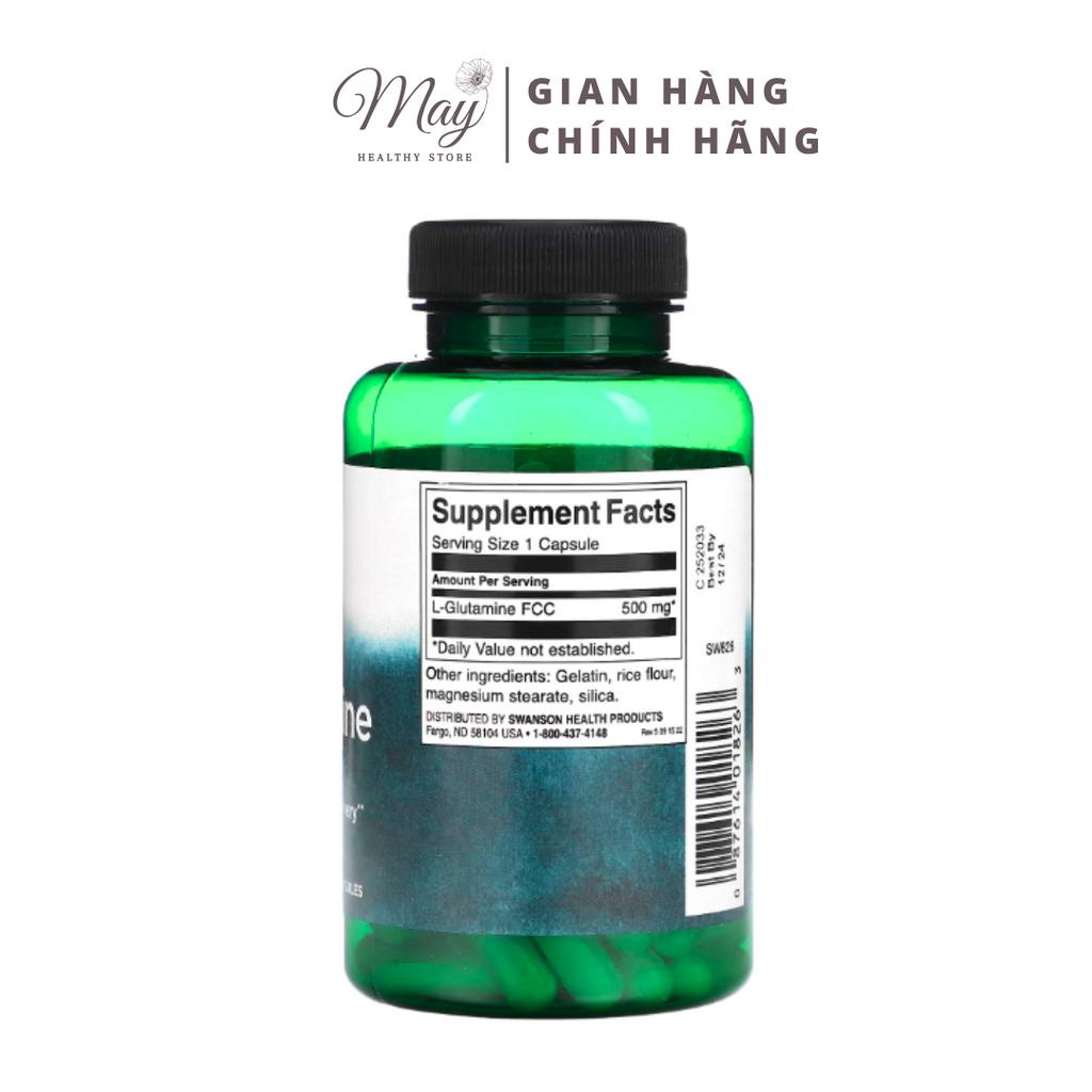 Viên Uống Swanson L-Glutamine 500mg Hỗ Trợ Tăng Cường Phát Triển Cơ Bắp
