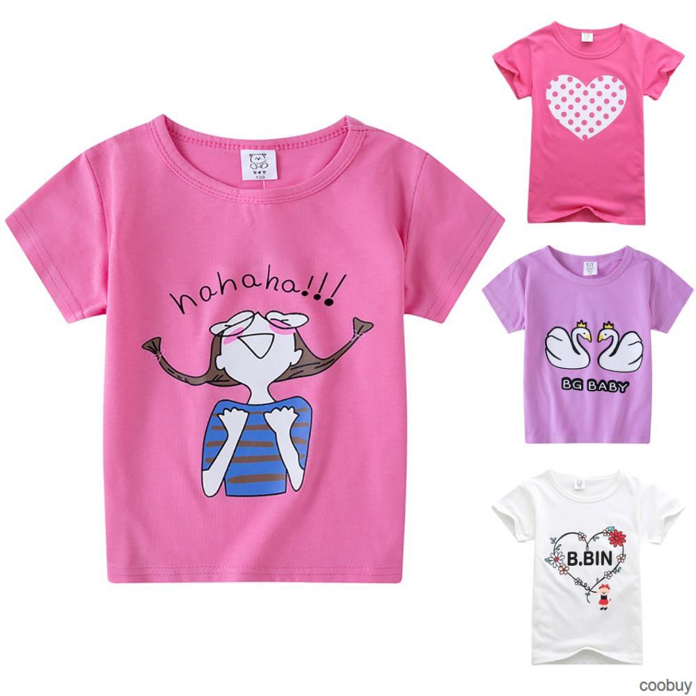 Áo thun tay ngắn in hình hoạt hình cho bé gái