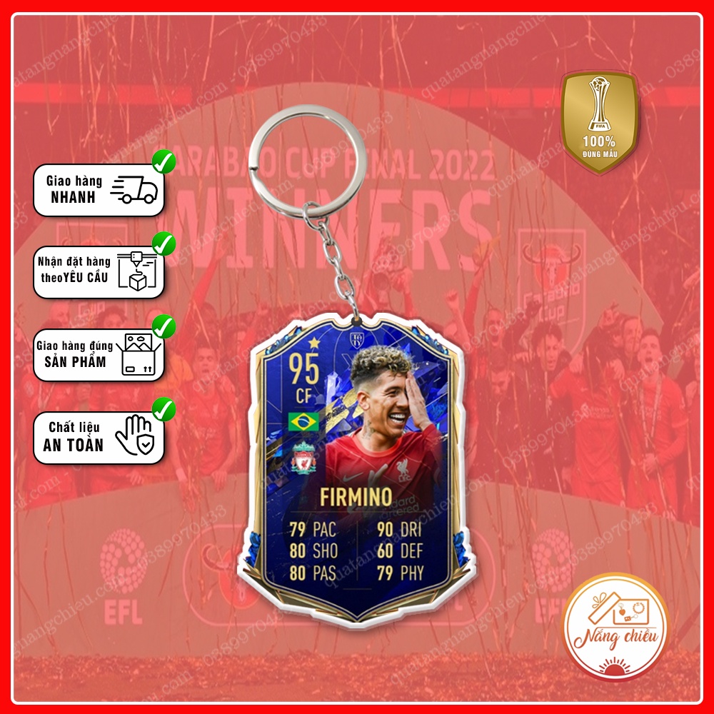 Móc khóa Firmino, CLB bóng đá Liverpool - Dày In Sắc Nét 2 Mặt