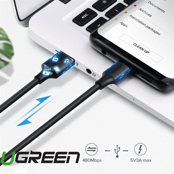 Ugreen 60114 - USB to USB-C Data Cable - 0.25M Đen