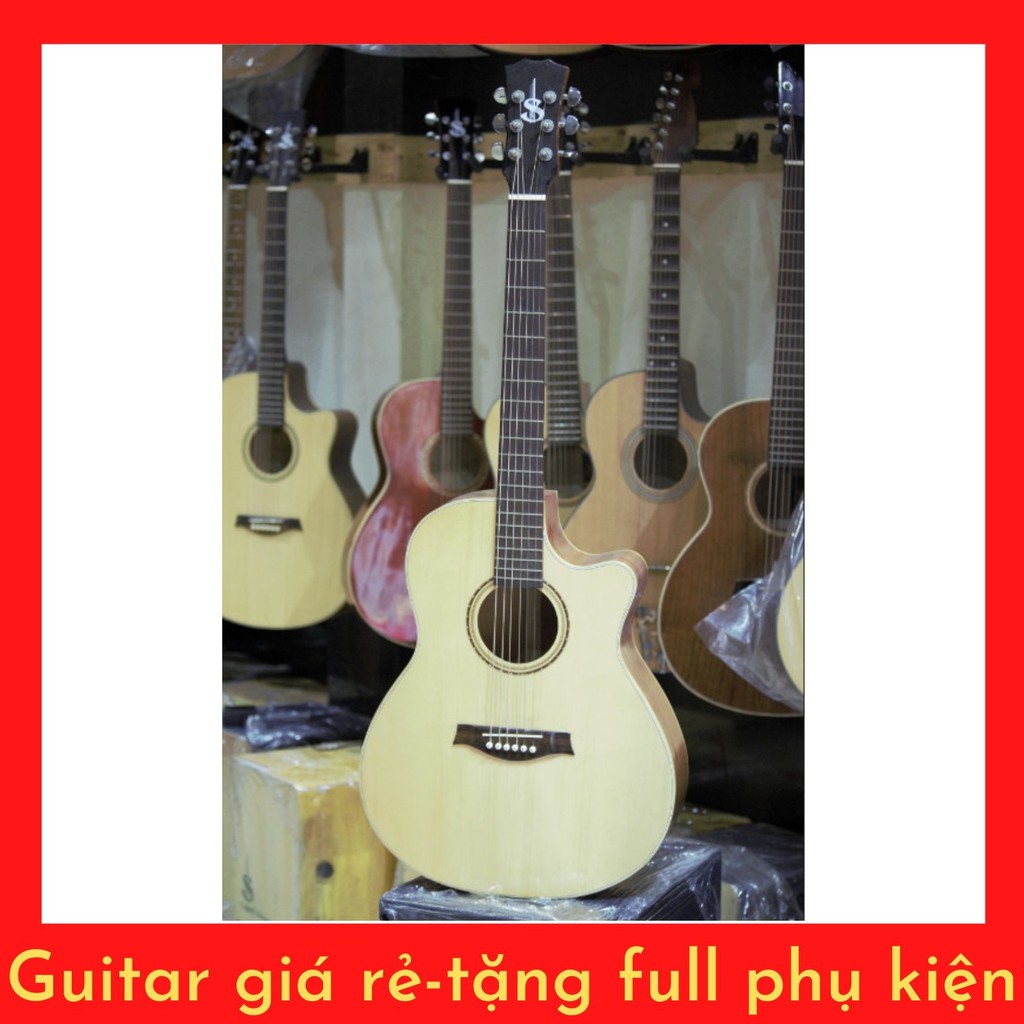 Guitar Accoustic gỗ thịt , tặng kèm đầy đủ phụ kiện