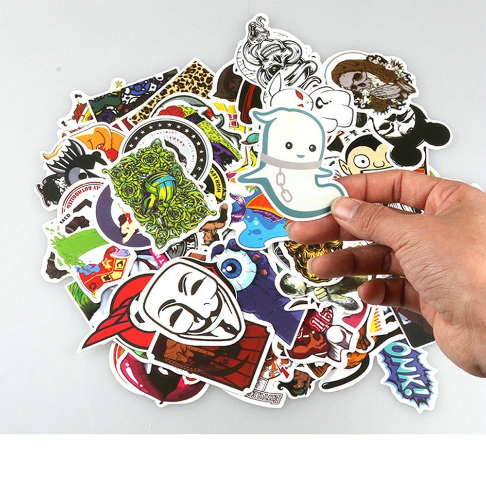 100 Miếng dán phong cách graffiti dễ thương trang trí xe hơi/ ván trượt/ laptop