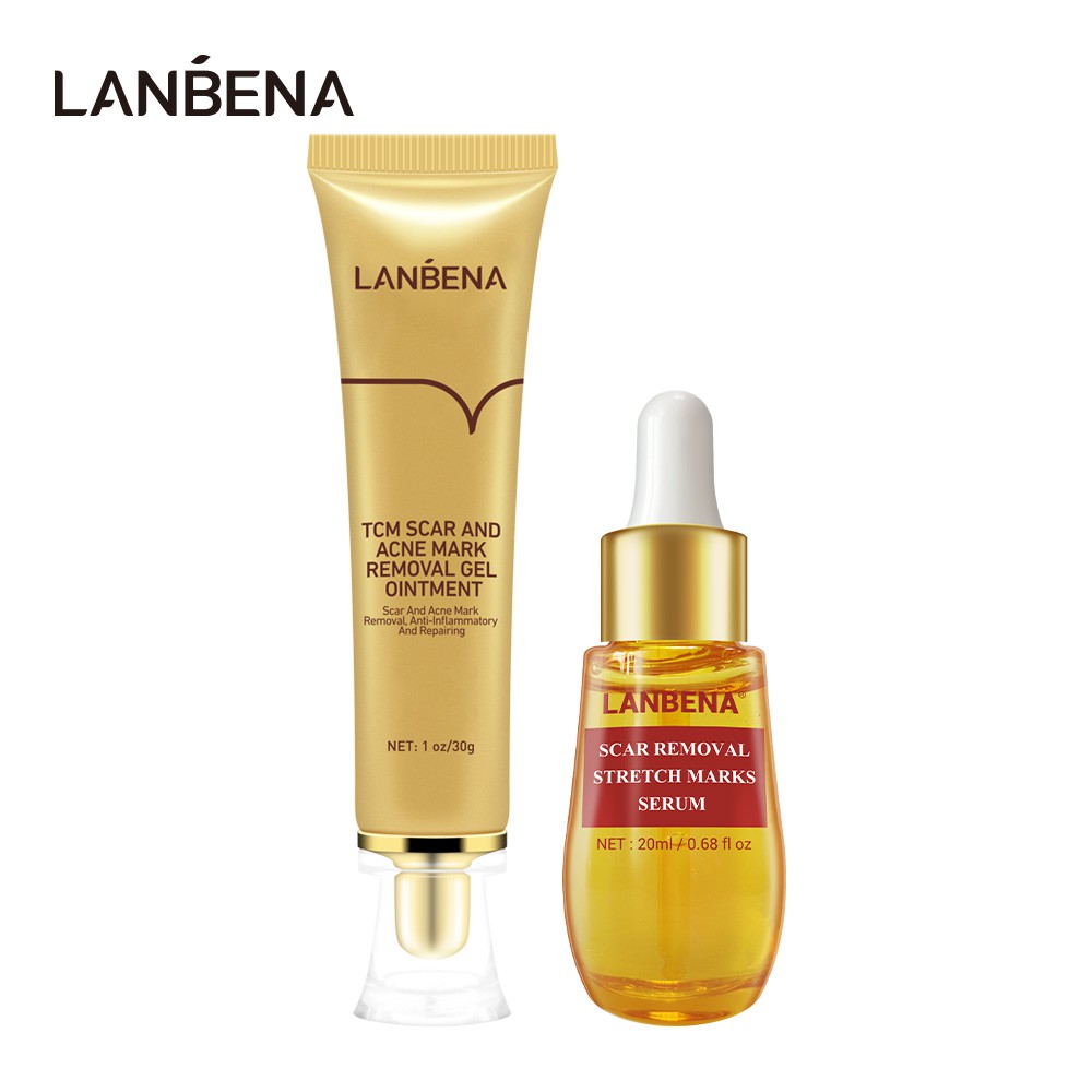 Set 2 Mỹ Phẩm Chăm Sóc Da LANBENA Gồm Serum Xóa Sẹo Mụn+Kem Làm Trắng Mụn Đầu Đen Thu Nhỏ Lỗ Chân Lông Làm Mờ Vết Rạn Da | BigBuy360 - bigbuy360.vn