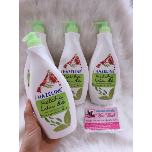 Sữa dưỡng thể dưỡng trắng da Hazeline matcha Lựu đỏ