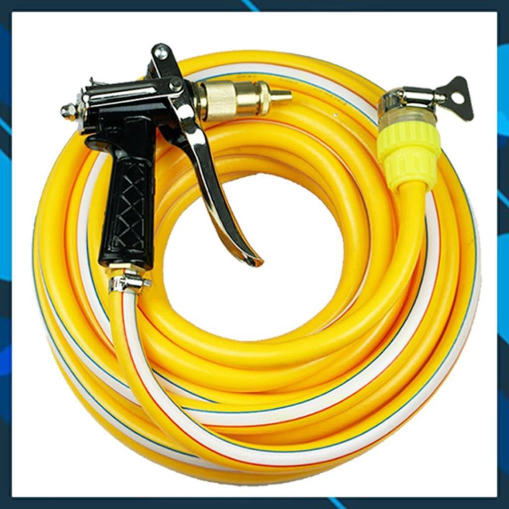 🚿❤️FREESHIP Bộ dây vòi xịt nước rửa xe, tưới cây ✔, tăng áp 3 lần, loại 3m, 5m 206236Bđầu đồng, đai, nối vòi, d.vàng