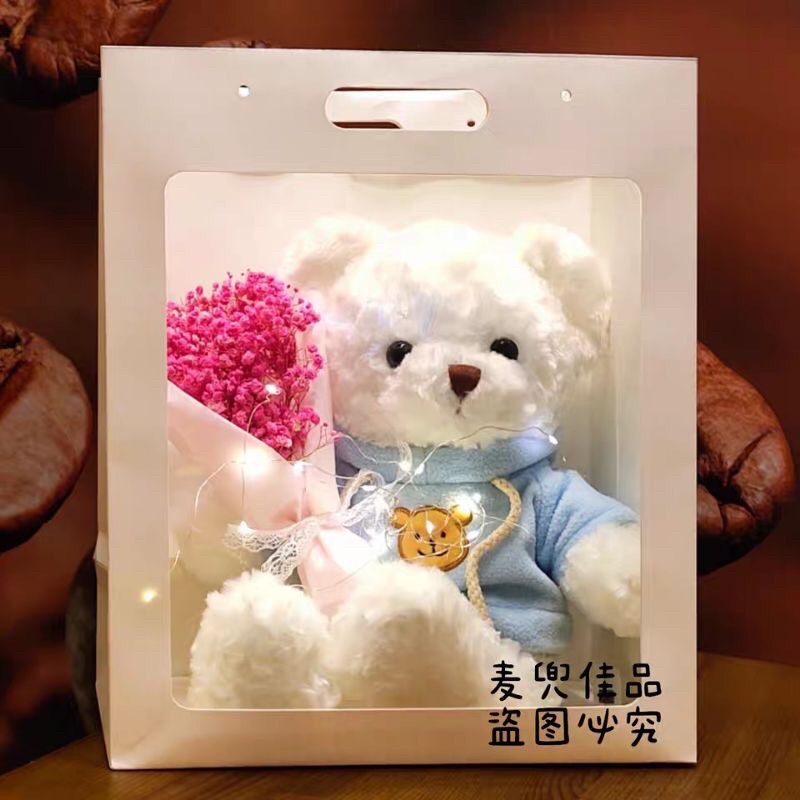 [Set Hoa và Gấu] QUÀ TẶNG SINH NHẬT- 8/3-Bó hoa Sáp, hoa nhũ vĩnh cửu tặng kèm thiệp