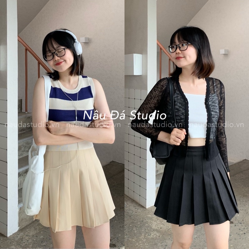 CHÂN VÁY TENNIS XẾP LY  - NÂU ĐÁ STUDIO.
