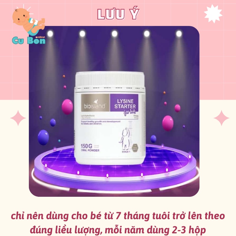 lysine cho bé bio island dạng bột 150g của Úc thúc đẩy Tăng Chiều Cao Cho Trẻ hay biếng ăn chậm lớn từ 7 tháng tuổi