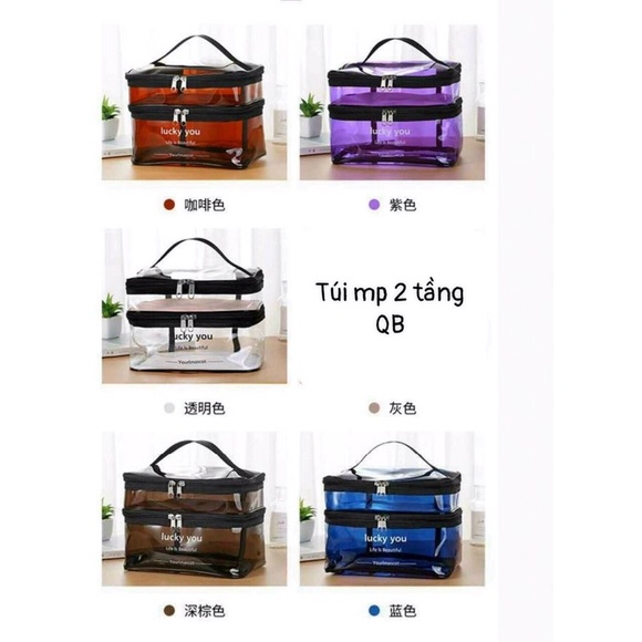 TÚI ĐỰNG MỸ PHẨM TRONG SUỐT 2 TẦNG ( siêu tiện siêu hot)