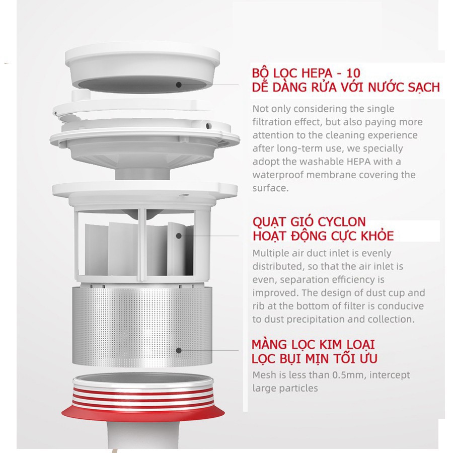 Máy hút bụi cầm tay Puppyoo T10 Mix, lực hút cực mạnh 17500Pa, thiết kế hiện đại Elbow | BigBuy360 - bigbuy360.vn