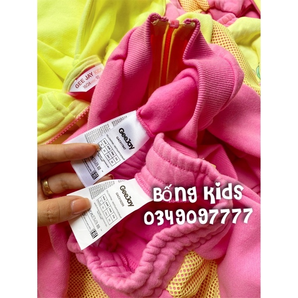 Bộ Nỉ Kéo Khoá Hoodie Bé Gái Kỳ Lân Hồng/Vàng GJ