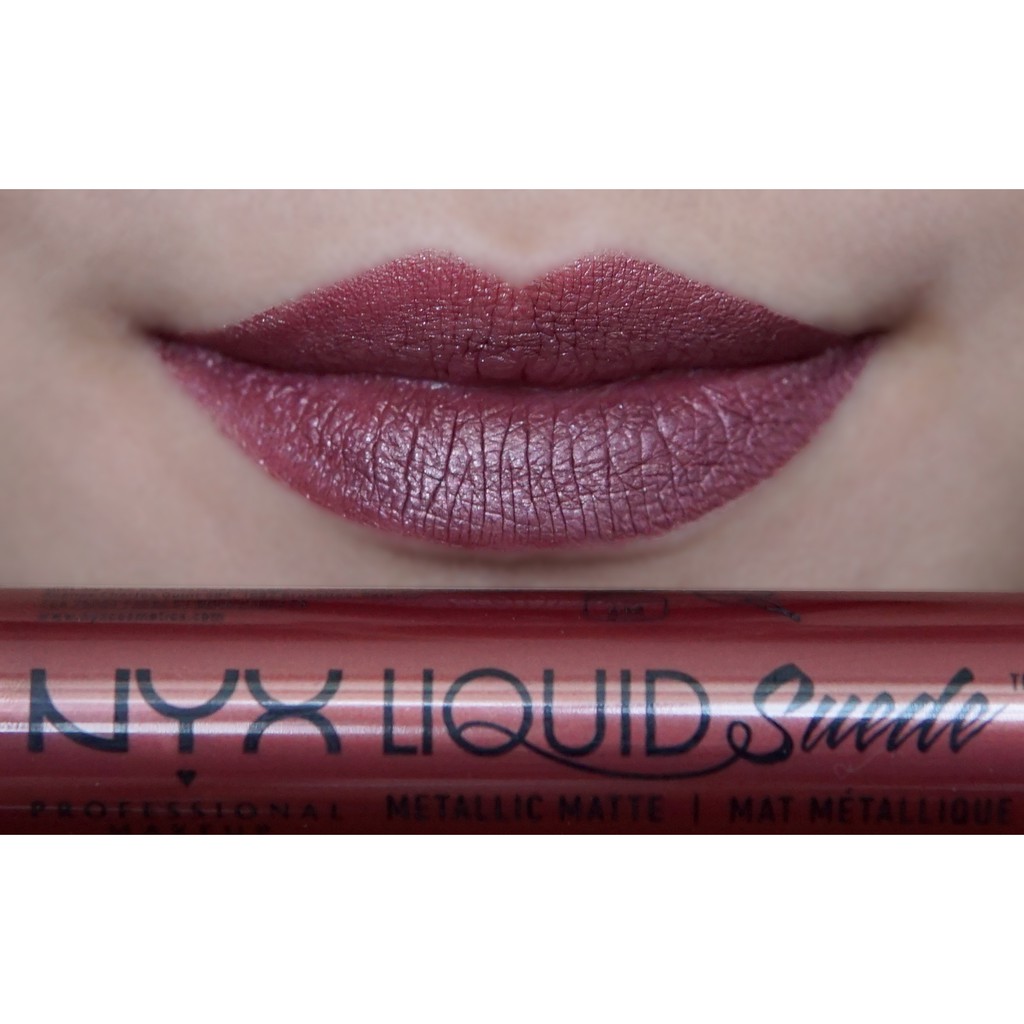 Son kem lì ánh kim NYX Professional Makeup Liquid Suede Metallic Matte Lipstick Modern Maven Mauve Mist Exposed 4ml