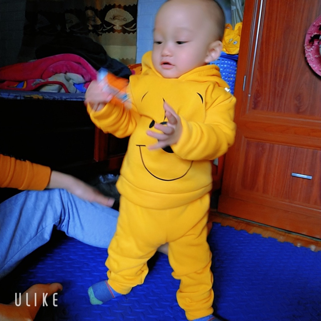 Bộ nỉ bông cho bé trai bé gái Binbon kids, Bộ dài tay in hình thú cưng cho bé từ 6-16kg Mã NGT01