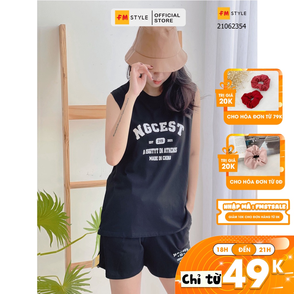 Đồ bộ nữ Fmstyle áo thun cọc tay form rộng oversize mặc nhà đi chơi phong cách ulzzang 210706404