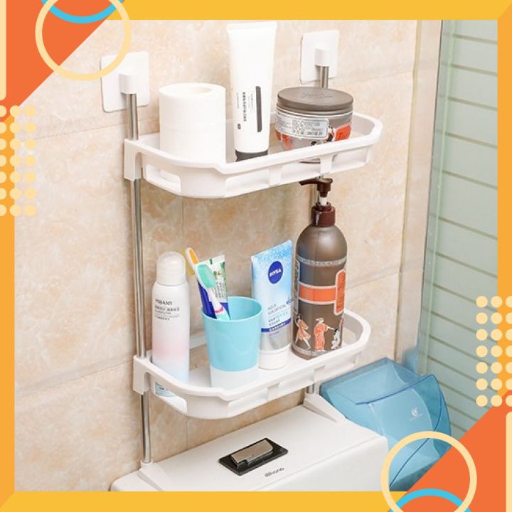 Kệ nhựa đa năng 2 , 3 tầng kệ bồn cầu tiết kiệm không gian hít chân không gắn tường