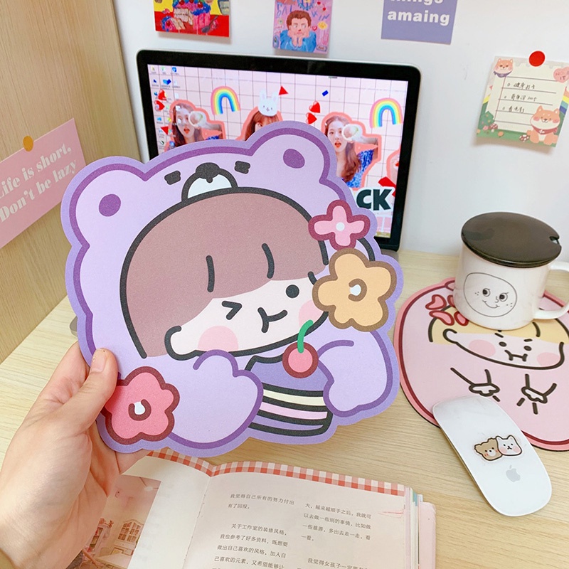 Tấm Lót Chuột Để Bàn Cách Nhiệt Chống Trượt Đa Năng In Hình Cô Gái Hoạt Hình Dễ Thương Trang Trí Nhà Cửa