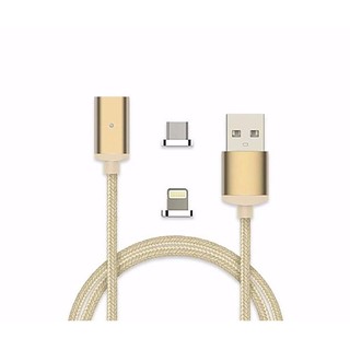 Cáp Sạc Từ Nam Châm Hít 2 In 1 Dây Dù Cho Iphone Và Samsung