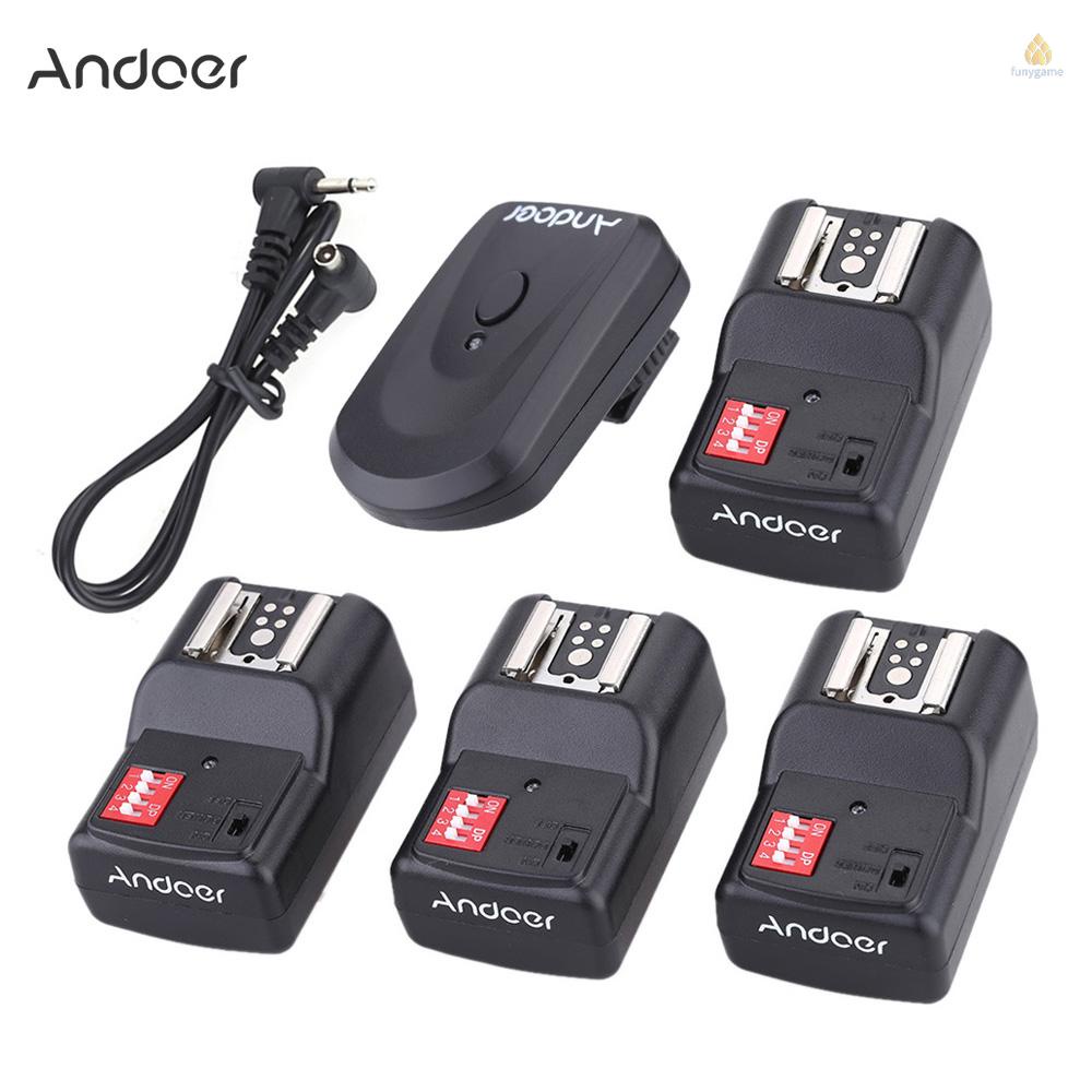 ANDOER (fygavn4) Bộ Truyền Tín Hiệu Không Dây 16 Kênh Và 4 Bộ Thu + 1 Dây Sync Cho Pentax Olympus Sigma Sunpak Vivitar Neewer YOUNGNUO