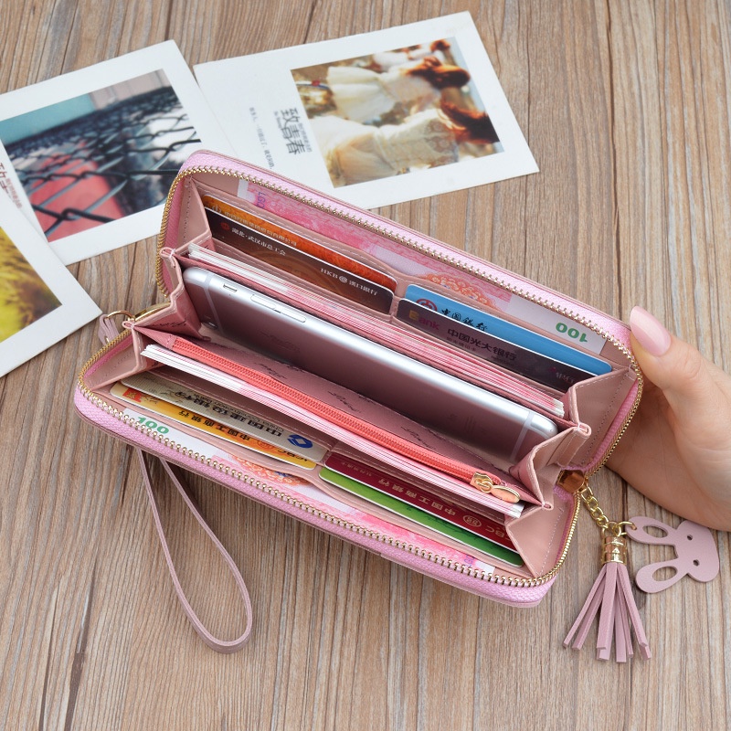Bóp ví dài nữ cầm tay kiểu dáng Hàn Quốc nhiều ngăn đựng tiền thẻ điện thoại có ngăn kéo ví da PU cao cấp MSP Y-2033