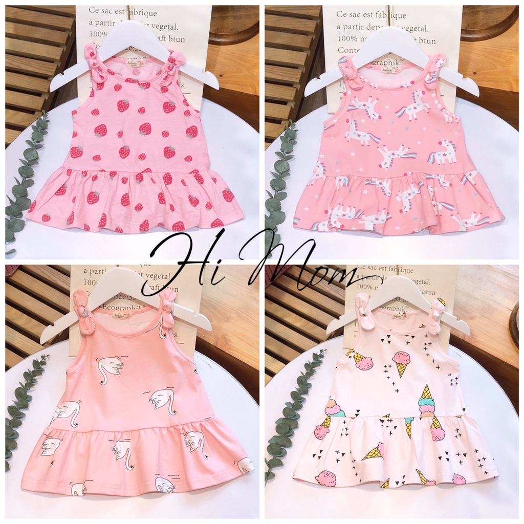 Váy hai dây nơ vai siêu xinh dành cho bé gái 6-16kg