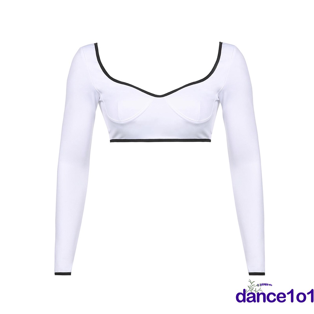 Áo tay dài cổ chữ V màu sắc tương phản thời trang mùa hè cho nữ