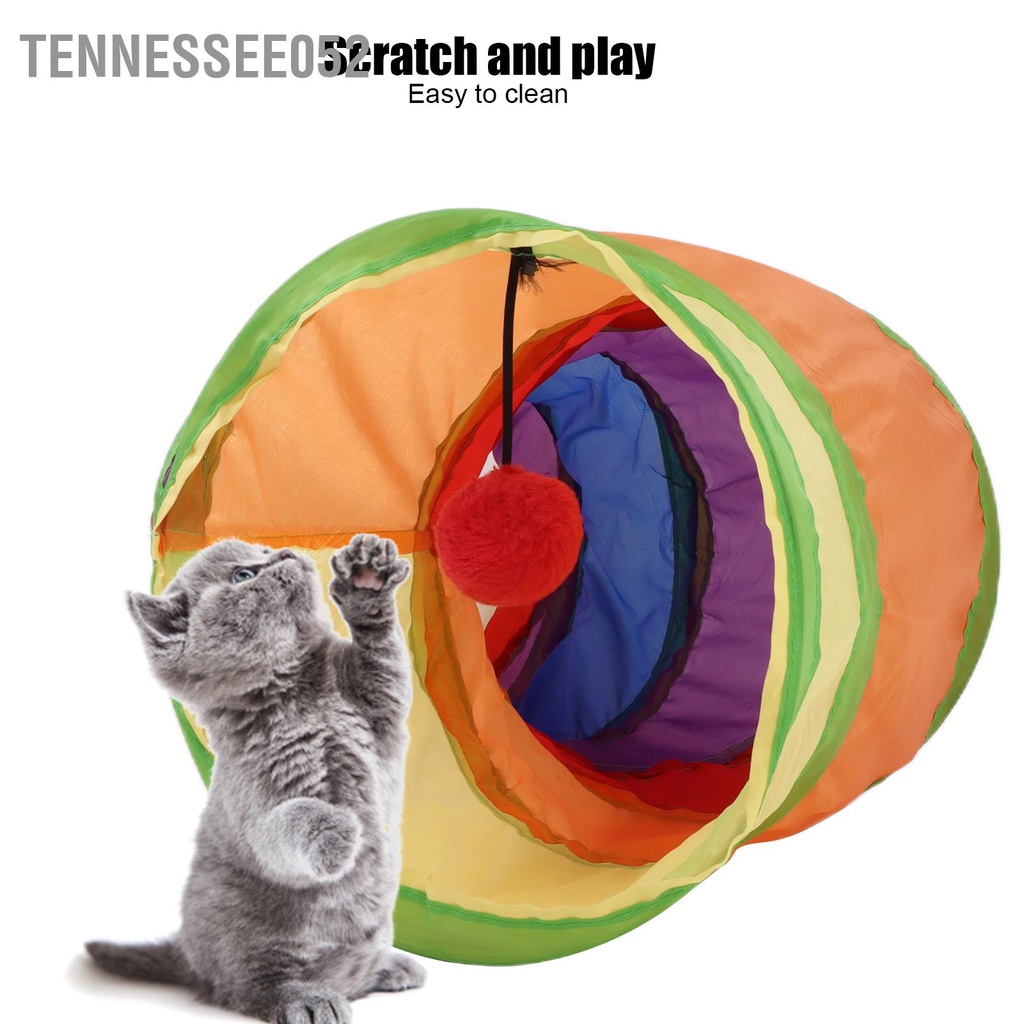 [Hàng Sẵn] Đường hầm dành cho mèo Hình chữ S có thể gập lại với bóng và 4 cửa Đồ chơi trong nhà cho mèo【Tennessee052】