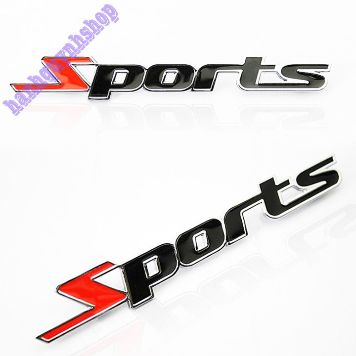 Tem Chữ Sports 3D Thể Thao Hợp Kim Nhôm Dán Ô Tô Xe Hơi