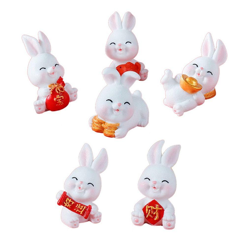 Set 6 Đồ trang trí Thỏ Con Xinh Xắn Dùng Để Trang Trí Nội Thất