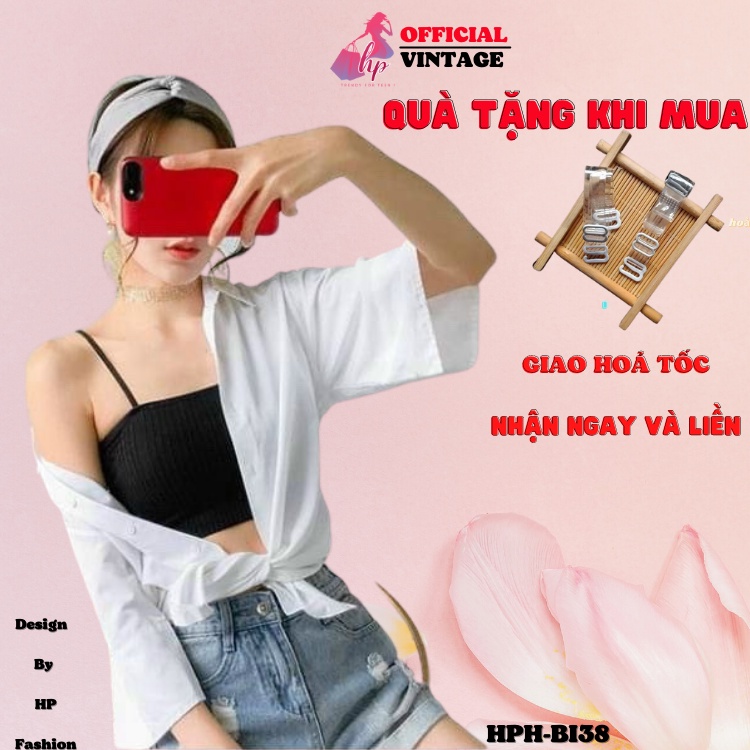 Áo bra quây cotton dệt tăm hàng quảng châu, áo hai dây croptop có đệm mút Bi38