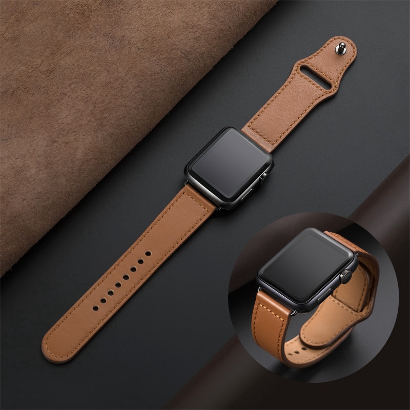 Genuine Leather Loop Strap for Apple Watch Band 42mm 44mm iWatch 5/4/3/2/1 Correa Replacement Bracelet