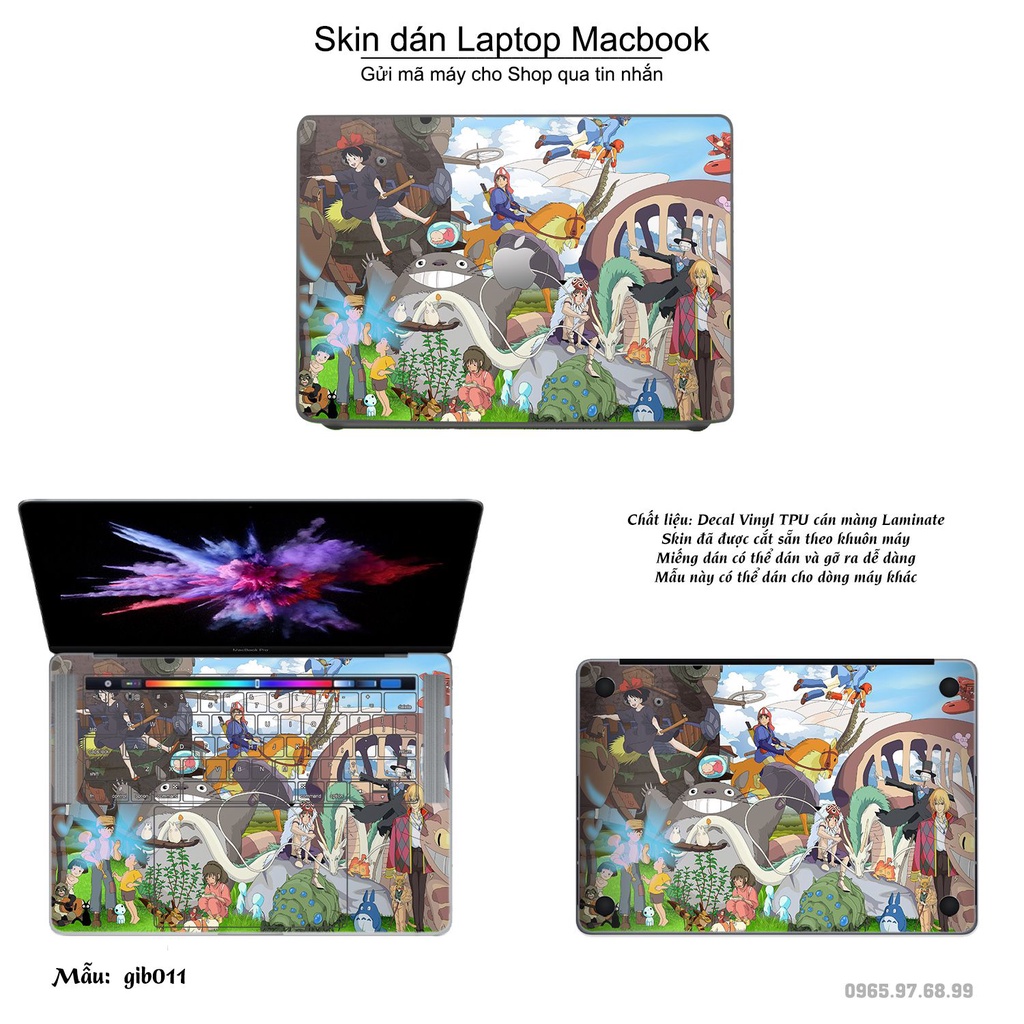 Skin dán Macbook mẫu Ghibli Studio (đã cắt sẵn, inbox mã máy cho shop)