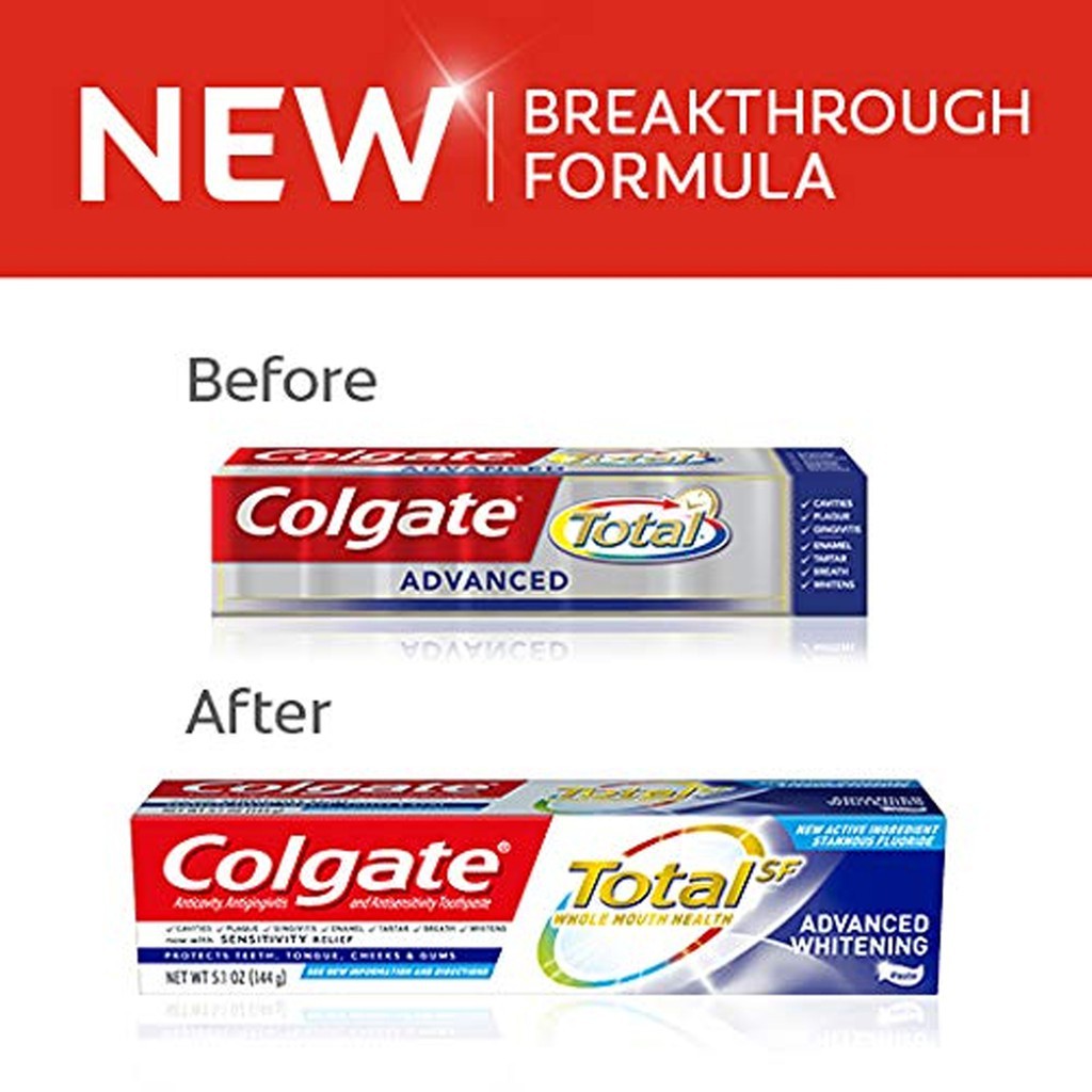 (HÀNG MỸ) Kem Đánh Răng Colgate Total SF Advanced Whitening Của Mỹ 181G