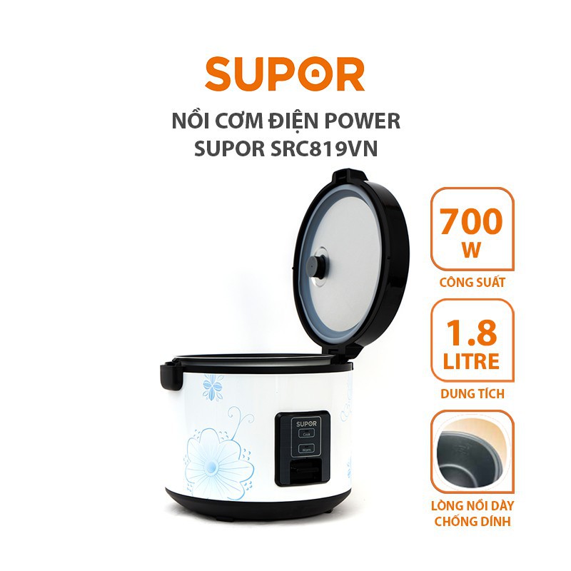 Nồi cơm điện Power Supor SRC819VN 1.8L - ĐIỆN MÁY TỐT HD - [Hàng chính hãng Supor][Bảo hành toàn quốc]