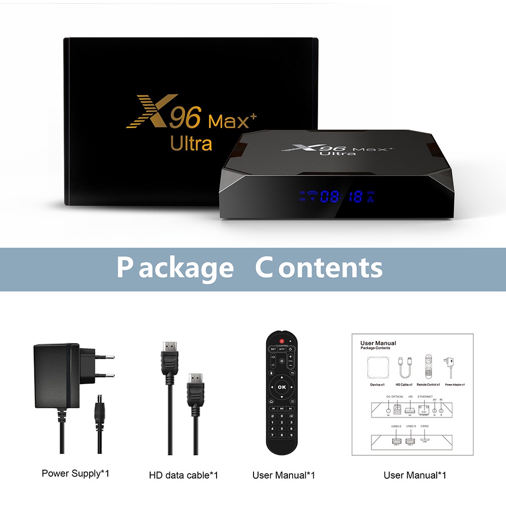 Android TV Box X96 Max Plus Ultra - Amlogic S905X4, Android 11, Ram 4GB ROM 64GB