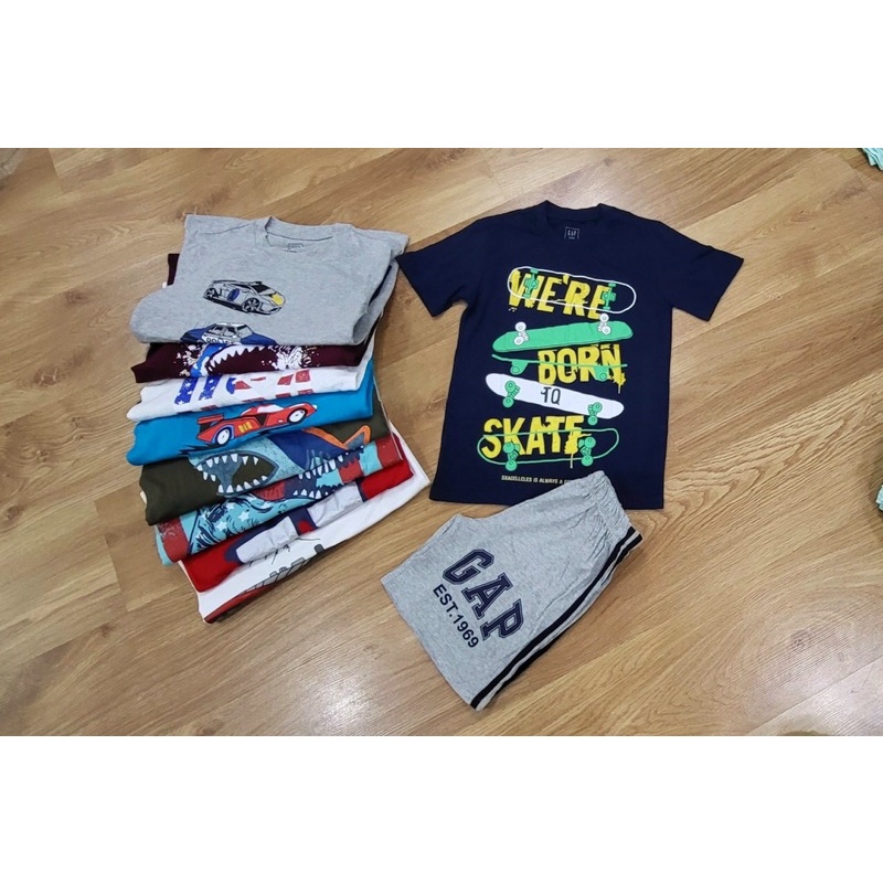 Bộ ngắn mặc nhà hình xe, khủng long, cá mập cho bé trai size đại 5-16T