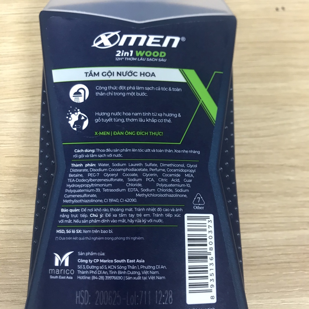 Sữa Tắm nước hoa XMEN Wood Sport 2in1  - sữa tắm gội x men 180g/650g