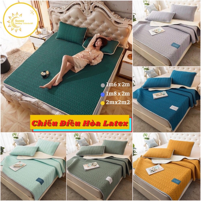 Chiếu Điều Hoà Cao Su Non Latex Vải Lụa Tencel, ( Hàng Nhập Loại 1 Mát Mềm Mịn )