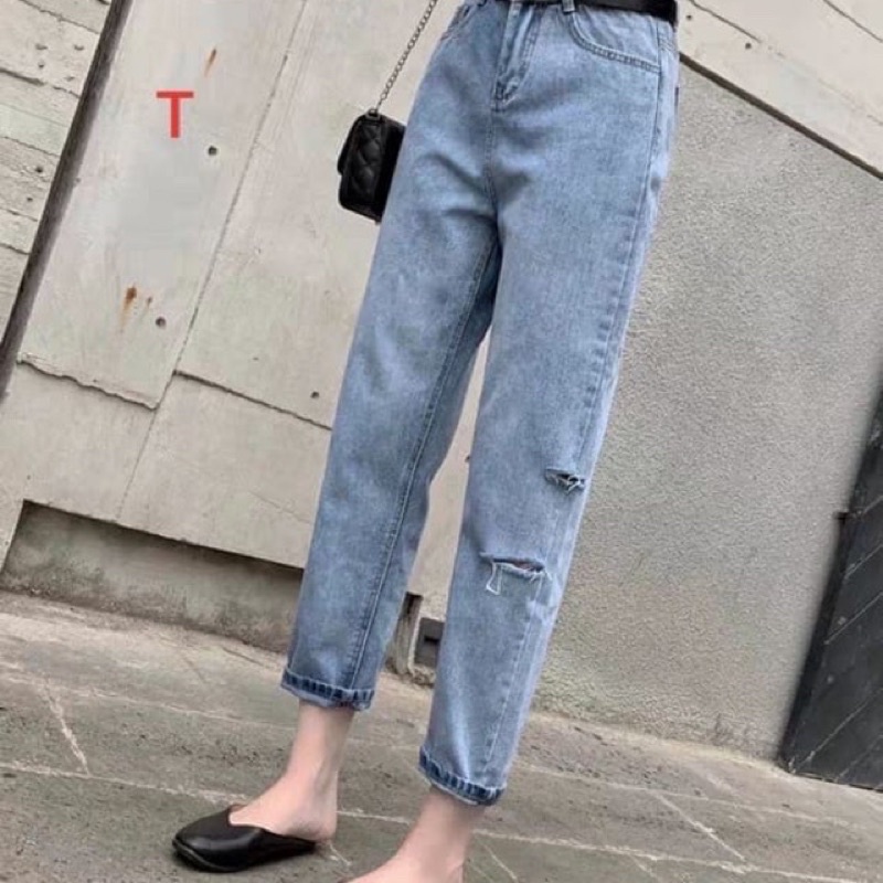 QUẦN BÒ BAGGY RÁCH 2 VỆT CẠNH CÁ TÍNH