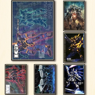 Set 50 Tấm Áp Phích Dán Tường A3 42X30CM 2 Họa Tiết Anime Gundam
