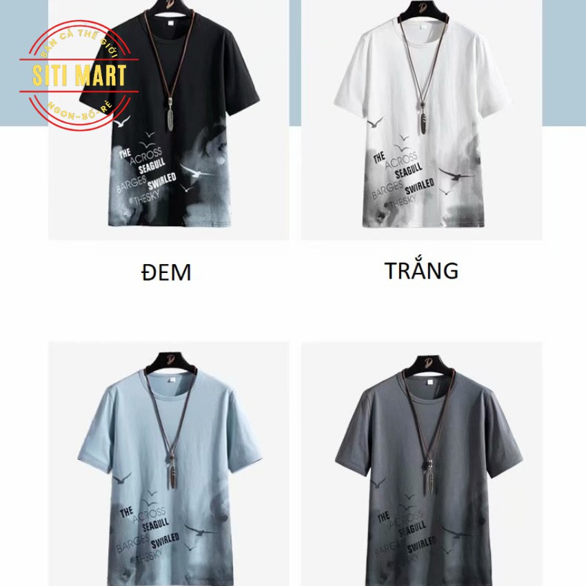 Áo phông nam áo thun nam cổ tròn co giãn 4 chiều hình chim siti mart