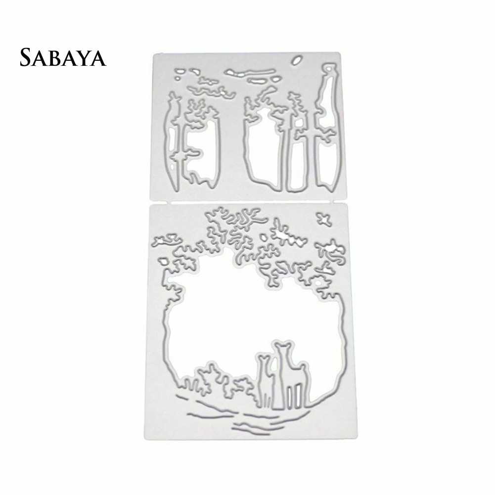 Khuôn Cắt Giấy Làm Từ Kim Loại Hình Cây Và Hươu Trang Trí Scrapbook