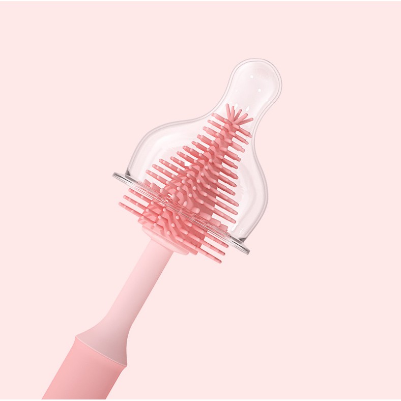 Bộ cọ bình sữa Silicon cao cấp gồm 3 chi tiết có tay cầm xoay 360 độ dùng cho mọi loại bình