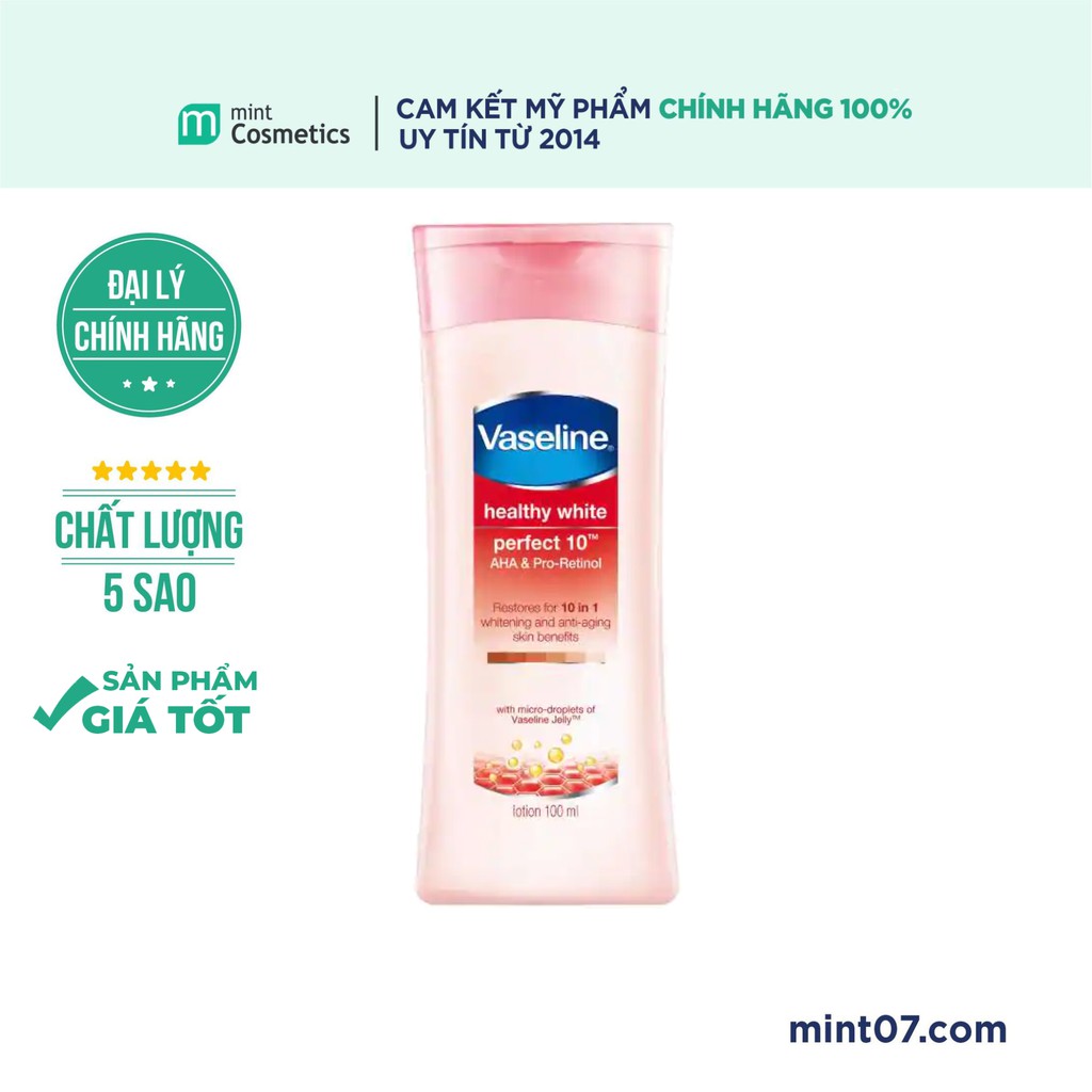 Sữa dưỡng thể trắng da Vaseline Healthy White Perfect 10